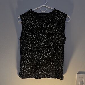 Ronni Nicole Black and White Leaf Print Tank Top